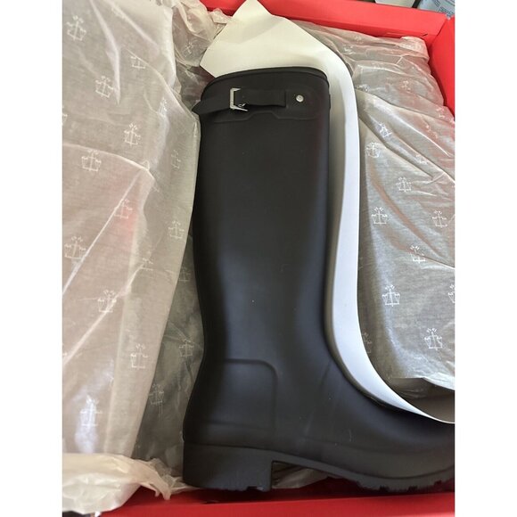 $185 Womens Size 9 Hunter Original Tour Foldable Tall Buckle Rain‎ Boots Black